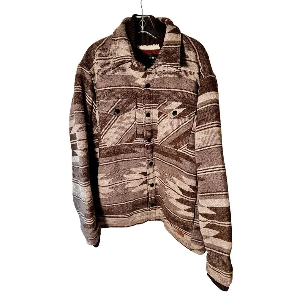 NWT JACHS New York Men's Aztec Sherpa-Lined Shirt Jacket Size XL